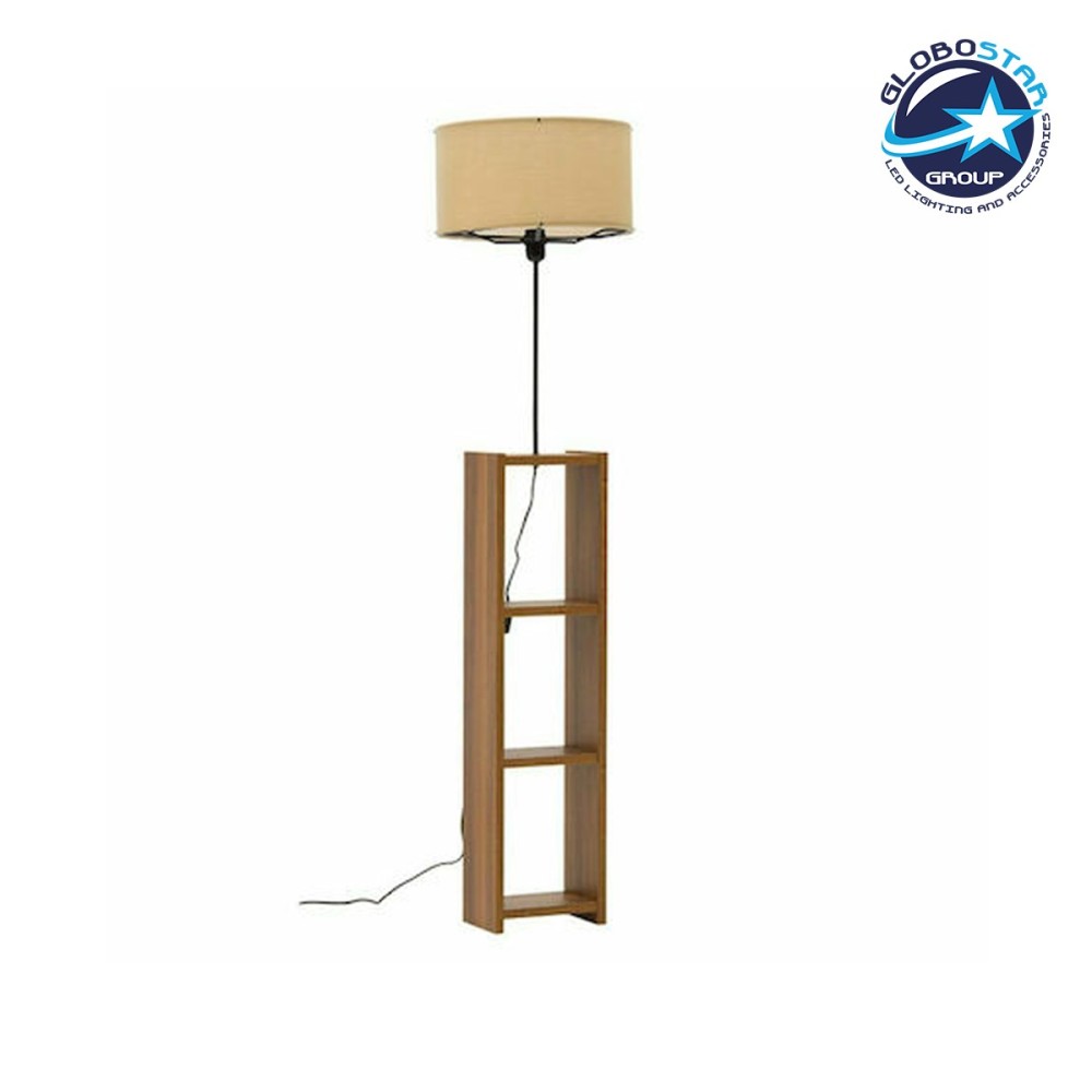 GLOBOSTAR® WOODO 204-0050 Μοντέρνο Επιδαπέδιο Φωτιστικό με Ντουί 1 x E27 AC 220-240V IP20 - Καφέ & Μπεζ - Μ38 x Π38 x Υ150cm